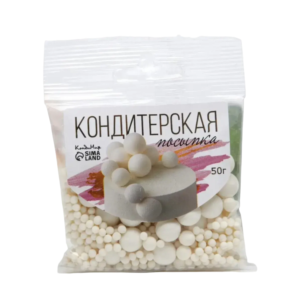 Посыпка кондитерская в цветной глазури "Белоснежная", 50 г