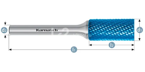 Борфреза твердосплавная Karnasch форма B, 1,5х6х3х38 мм, насечка HP-4, покрытие Blue-Tec, арт. 11.5012-005