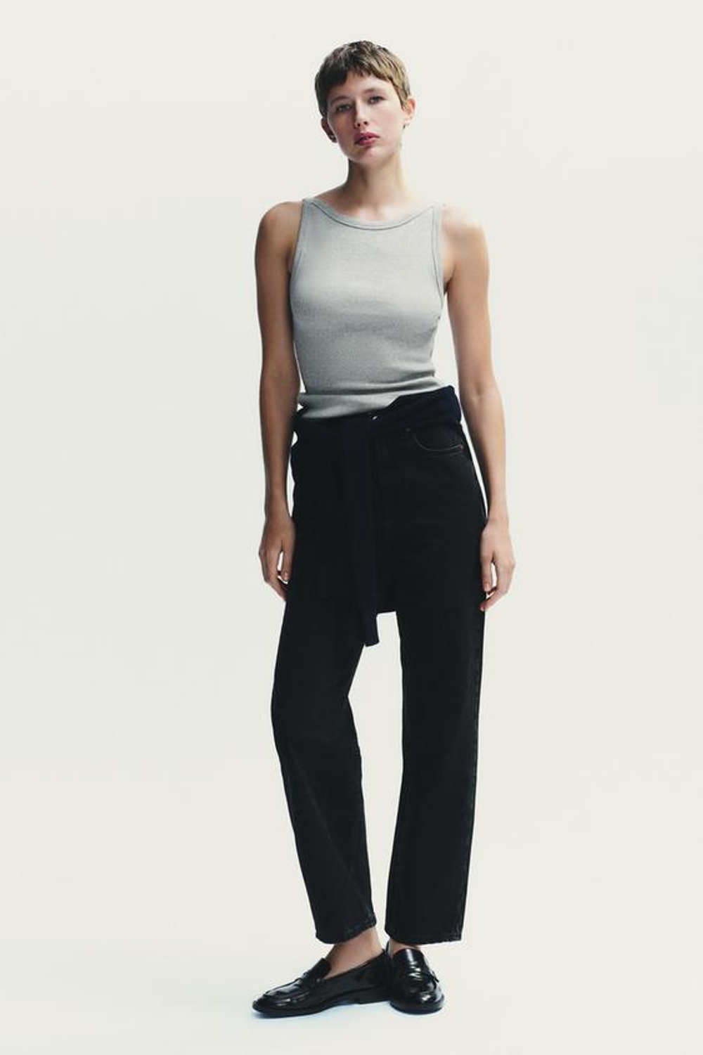 ZARA ДЖИНСЫ TRF MOM FIT С ВЫСОКОЙ ПОСАДКОЙ, ЧЕРНЫЙ