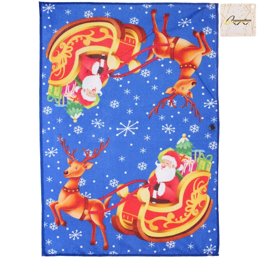 Полотенце кухонное «SPARKLE - Дедушка Мороз» 40*58 см, микрофибра 210 гр/м2