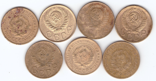 Набор монет 5 копеек 1928,30,31,40,46,49,56 (7 шт) (5)