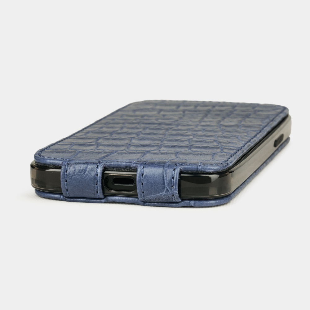 Special order: Чехол для iPhone 12/12Pro из кожи крокодила, голубого цвета