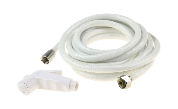 Лейка душа пластиковая белая, шланг 5 м