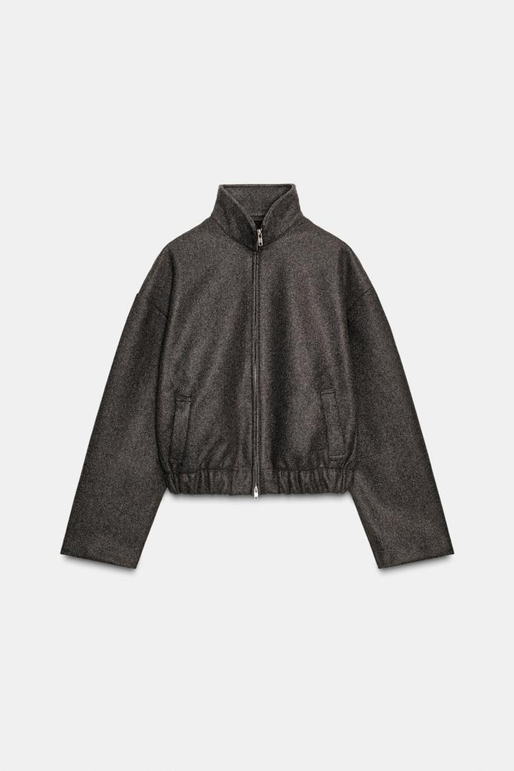 ZARA БОМБЕР ИЗ МЯГКОЙ ТКАНИ, ТЕМНО-КОРИЧНЕВЫЙ