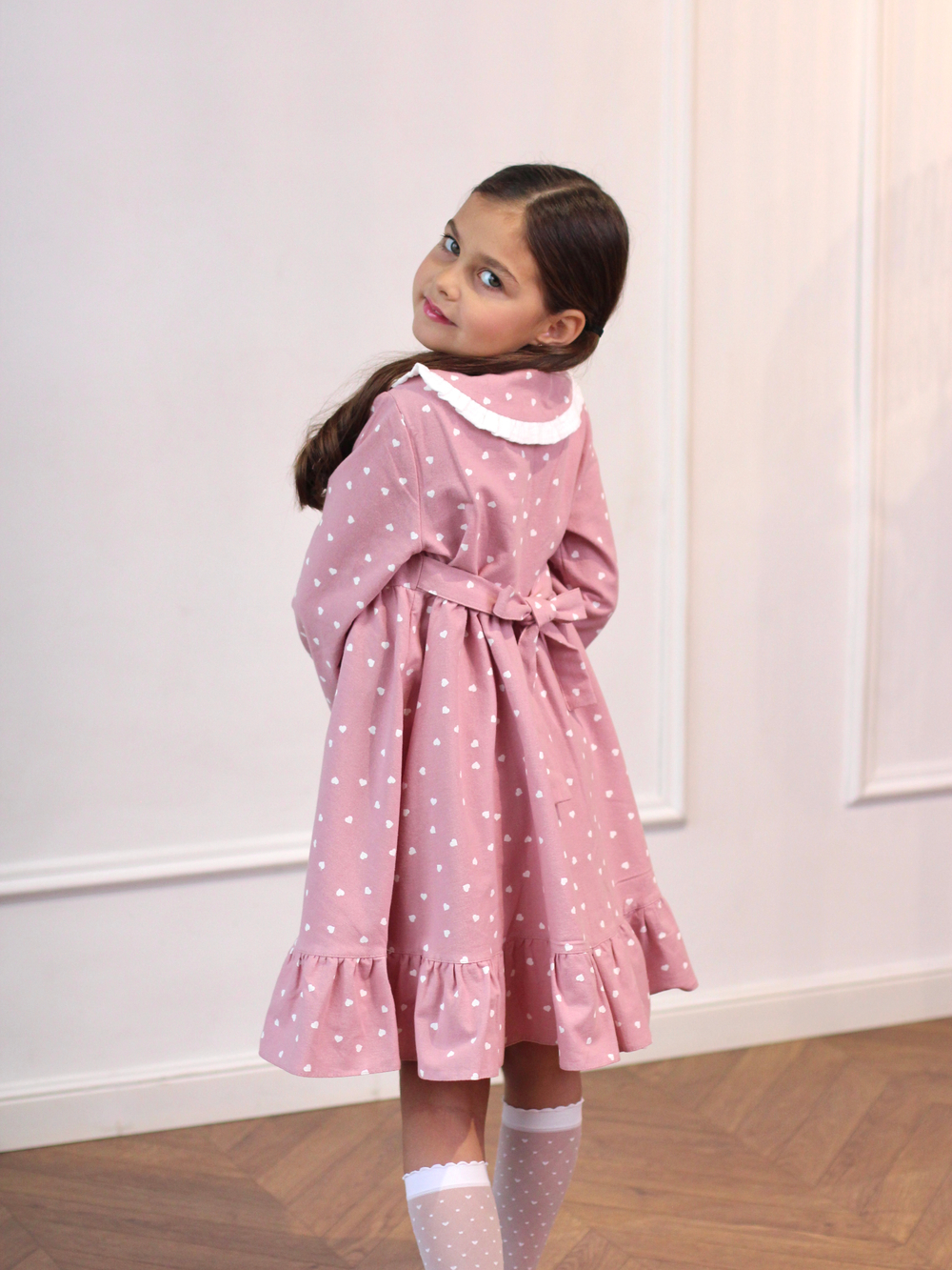 Платье из фланели с длинным рукавом «Сердечки», цвет розовый