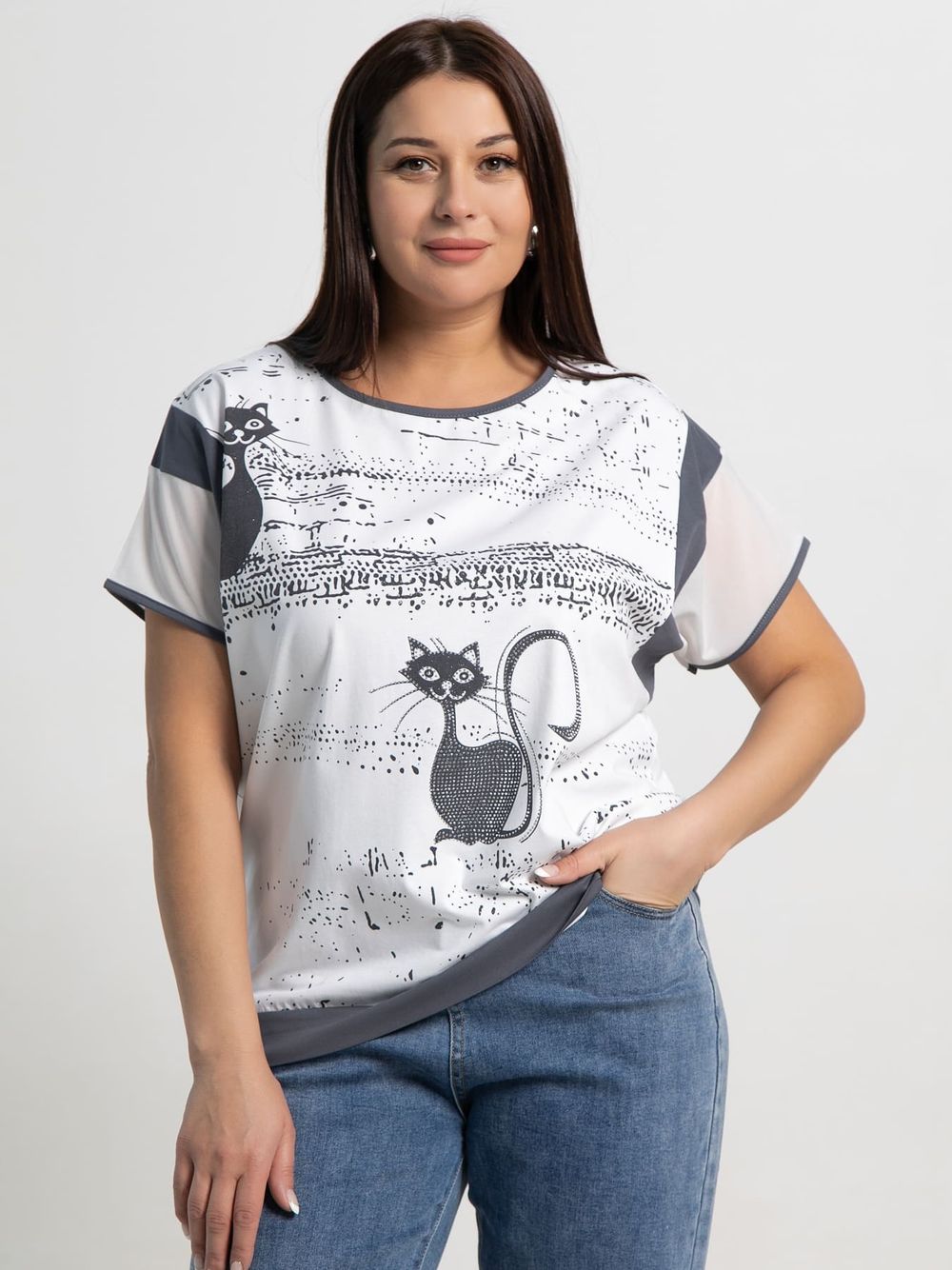 Блуза Алтея (белый/графит) Б15368-20М LT Collection