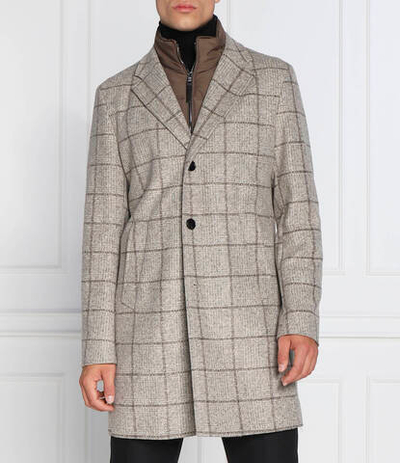 пальто h-hyde-j-bib-224 BOSS BLACK - бежевый(50484219)