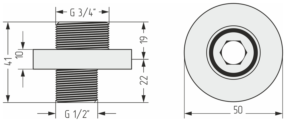 Отражатель Сунержа TUBE d 50 с эксцентриком (G 1/2" НР х G 3/4" НР)