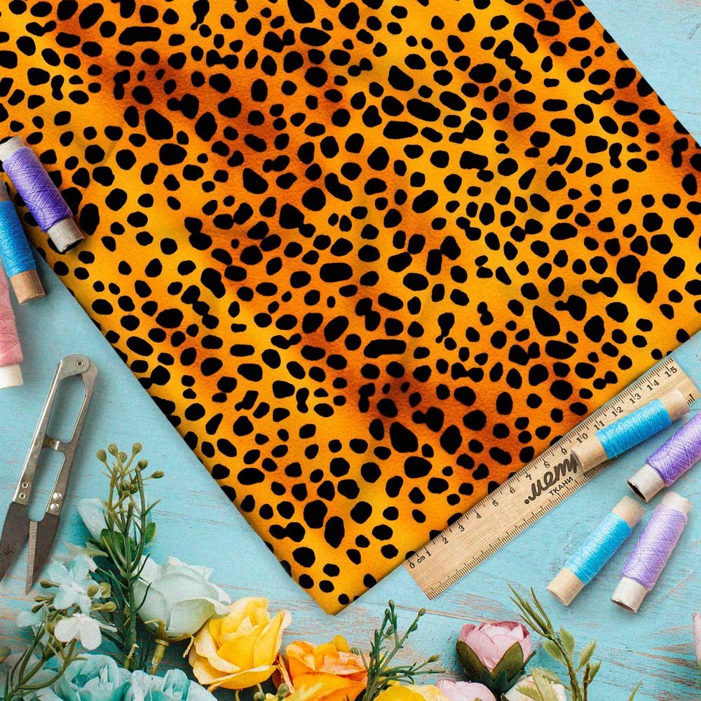 Ткань Ниагара Софт черные пятна на оранжевом