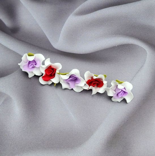 Цветы из латекса (фоамарина) бело-красный 4.5 см, набор 5 штук