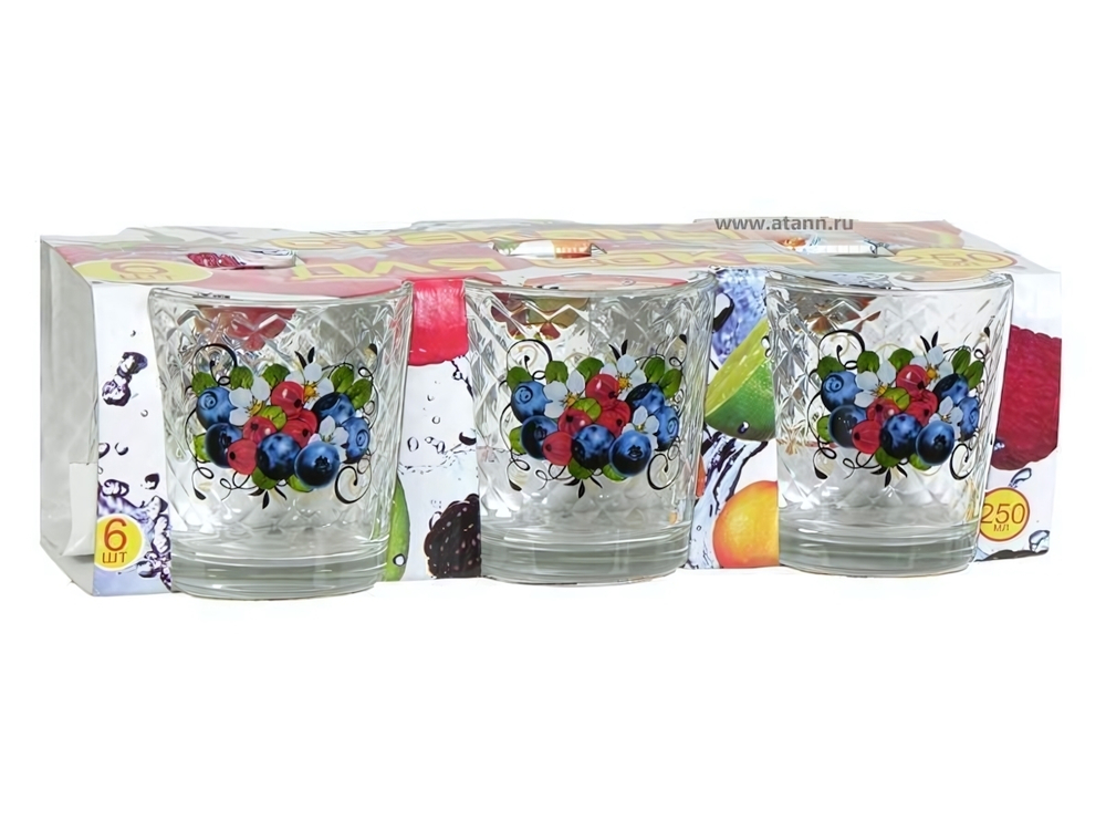 Набор стаканов 6шт 250мл "Лесные ягоды"