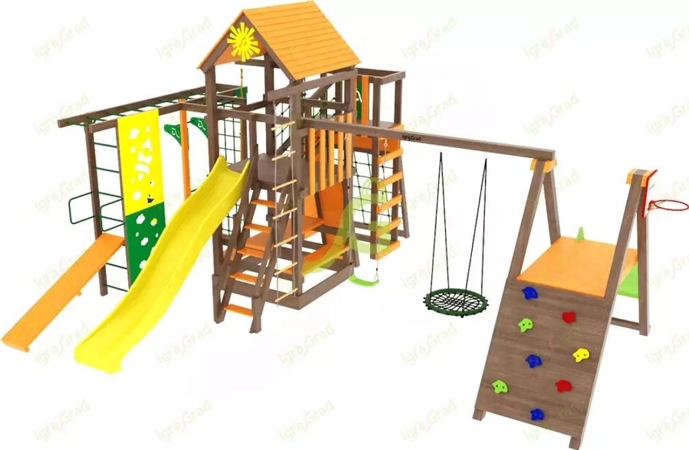 Детская площадка Спорт 3 с качелями гнездо 100см