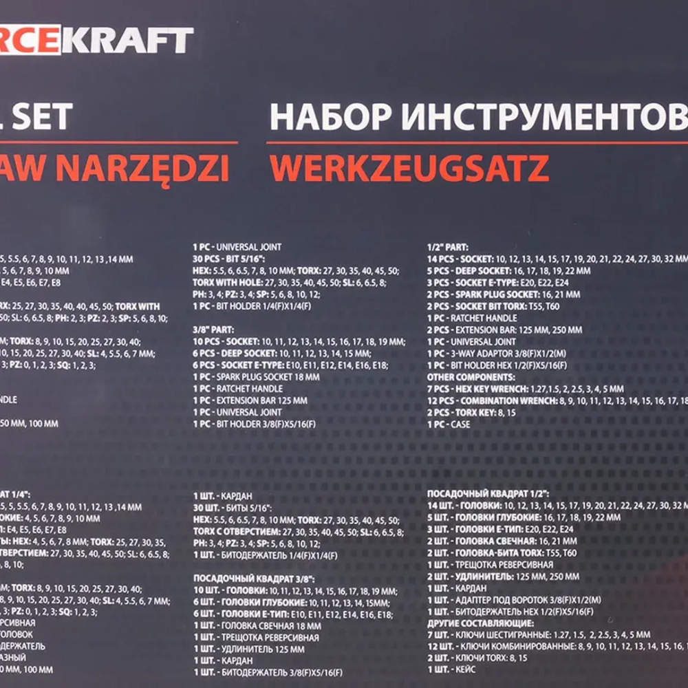 Набор инструментов 218пр. 1/4'',3/8'',1/2''(6гр.)(4-32мм) FORCEKRAFT FK-42182-5