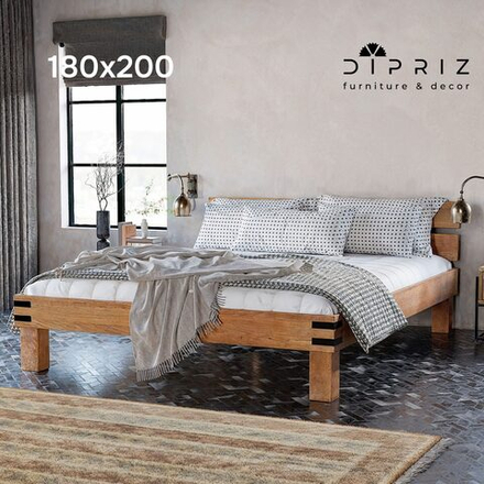 Кровать 180х200 Дубовая классика из массива дуба на ножках в стиле лофт, с настилом