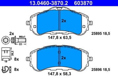 ATE - 13046038702-ATE - Brake Pad Set, disc brake