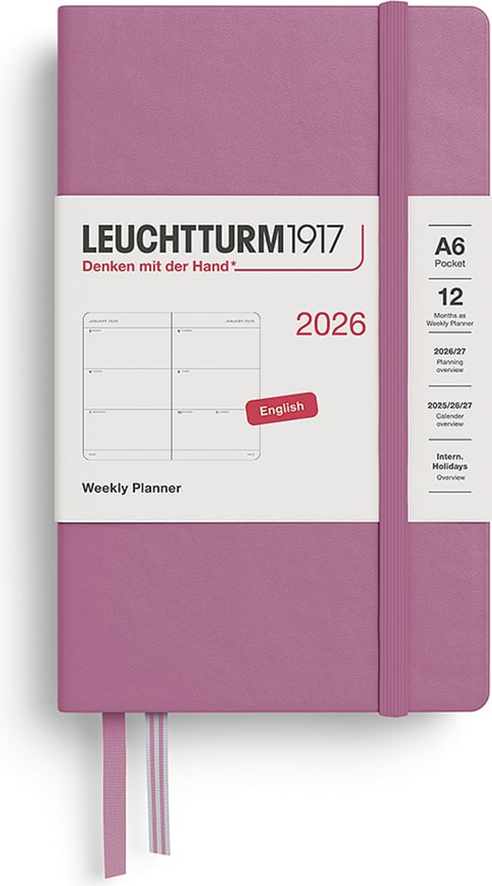 Блокнот Leuchtturm 1917, 2026 EN, A6, розовый · арт. fabr 372723