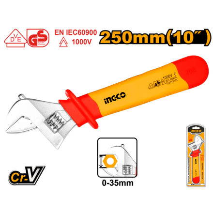 Разводной ключ диэлектрический INGCO HIADW101 INDUSTRIAL 250 мм