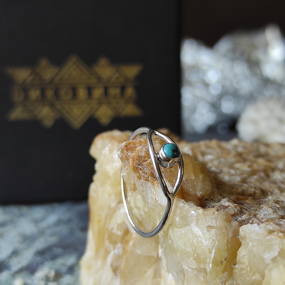 Кольцо ОКО, бирюза/серебро