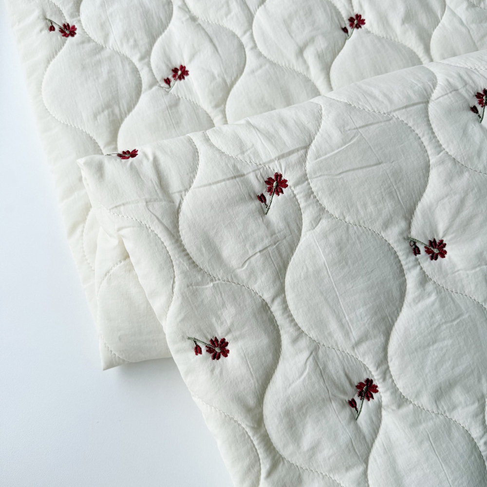 Курточная стежка Красные цветы