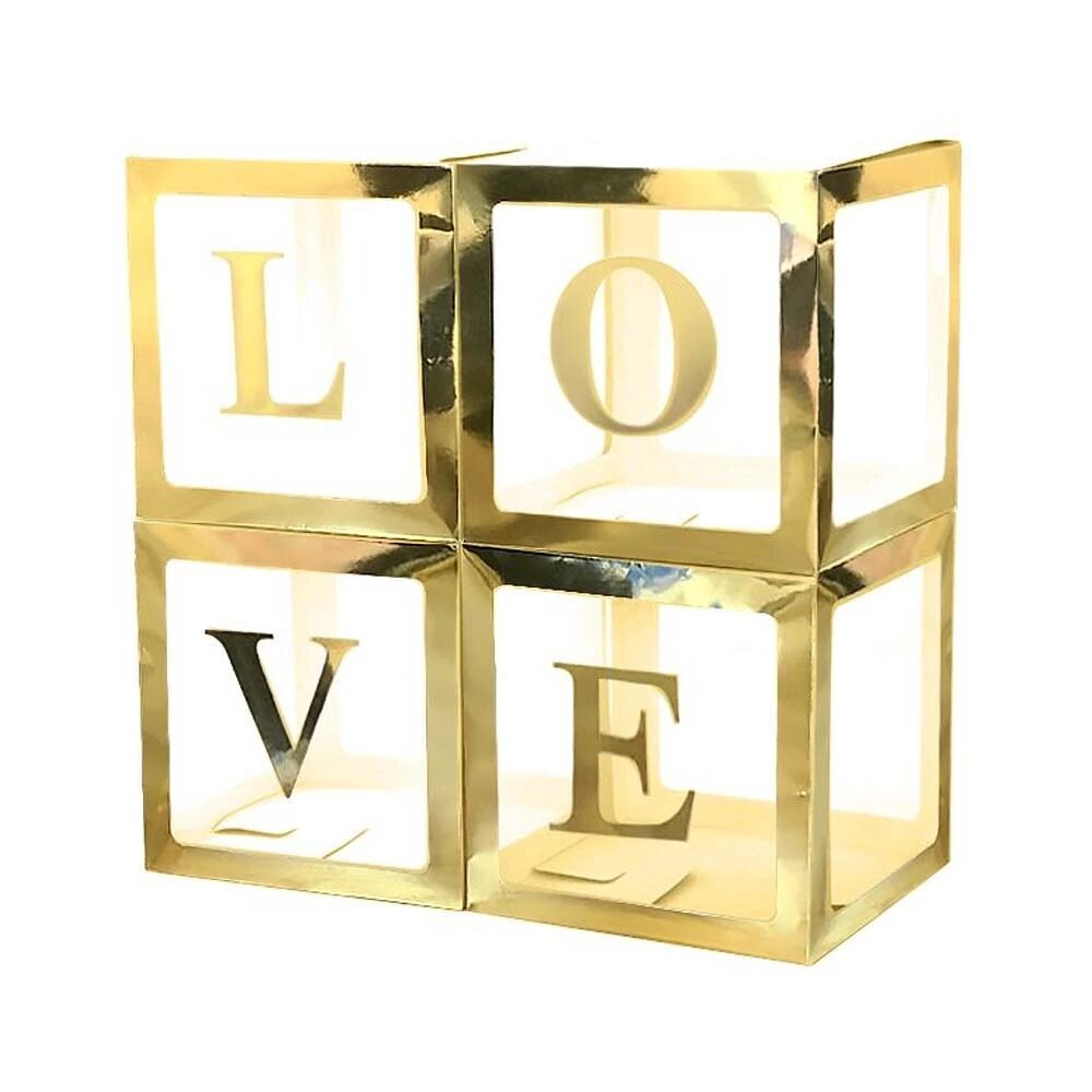 Набор коробок для шаров Love, Золото, Металлик, 30*30*30 см, 4 шт. в кор.