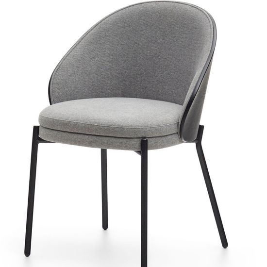 Стул Eamy светло-серый из шпона ясеня с черной отделкой