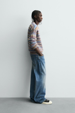 ZARA ДЖЕМПЕР В ПОЛОСКУ С АЖУРНОЙ ВЯЗКОЙ, РАЗНОЦВЕТНЫЙ