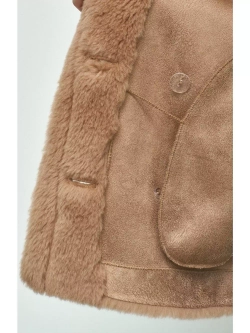 Шуба из шерсти чебурашка экошуба, коричневая, SilverFox