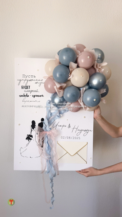 Открытка с шарами Свадебная пара