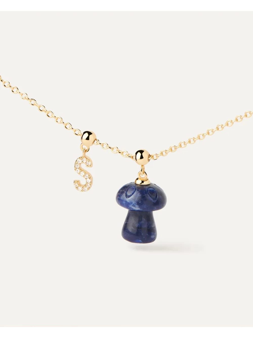 Подвеска-шарм Mushroom Sodalite серебро 925 пробы покрытое золотом