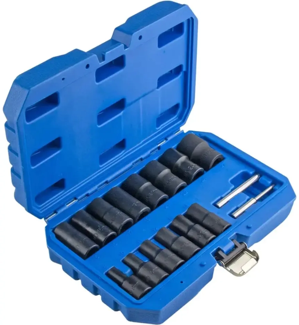 Набор головок экстракторов для поврежденного болтов и гаек 1/2», (8–27мм), 16 предметов, ZIPMEND