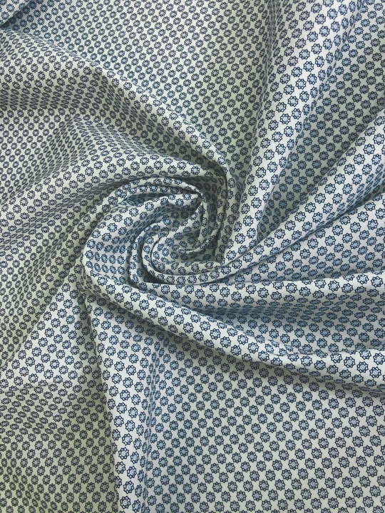 Коттон сорочка принт цветы, белый/синий/серый NB#66