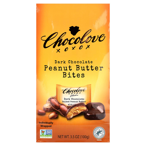 Chocolove, темный шоколад с начинкой, соленая арахисовая паста, 55% какао, 100 г (3,5 унции)
