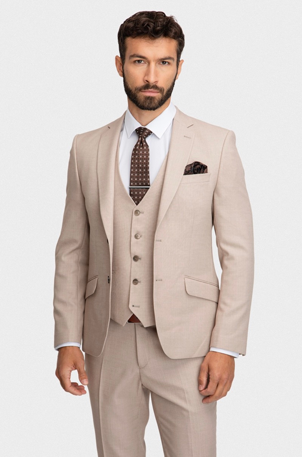 Мужской классический костюм (бежевый) В50