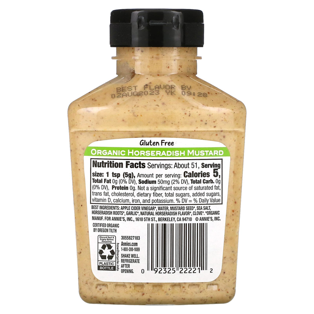 Annie's Naturals, органический продукт, горчица с хреном, 255 г (9 унций)