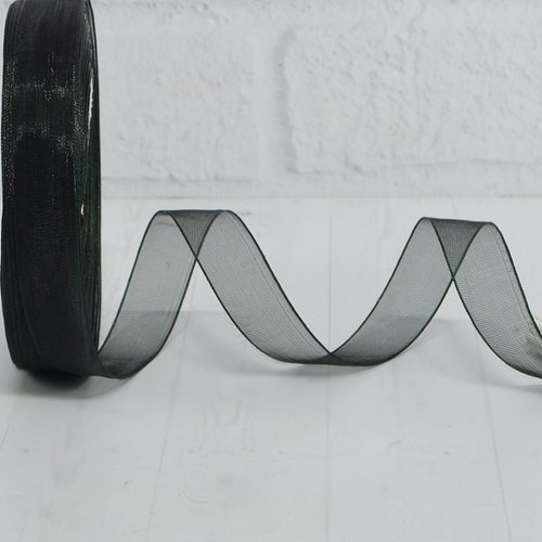 Лента органза 1,5см х 45м "чёрный" 1 шт
