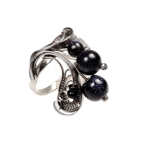 Кольцо "Ветерок" авантюрин синий