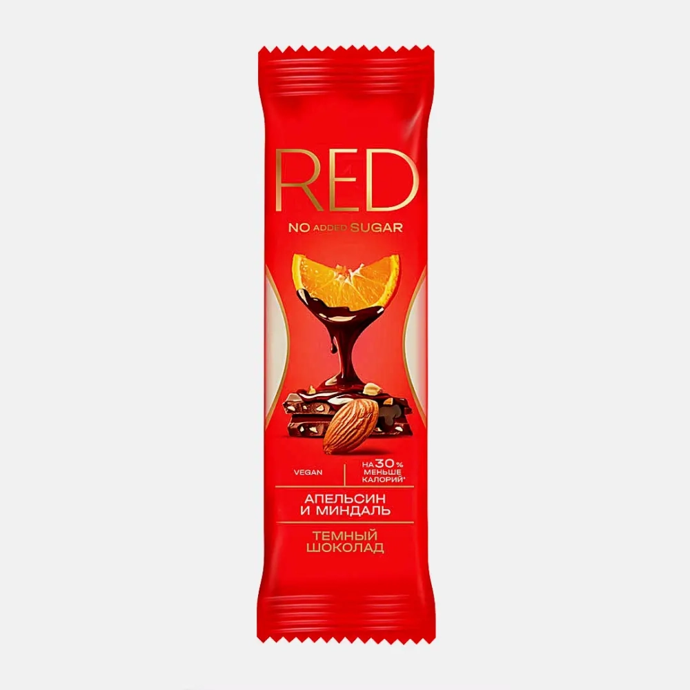 Темный шоколад Апельсин и миндаль без сахара Red Delight 20г