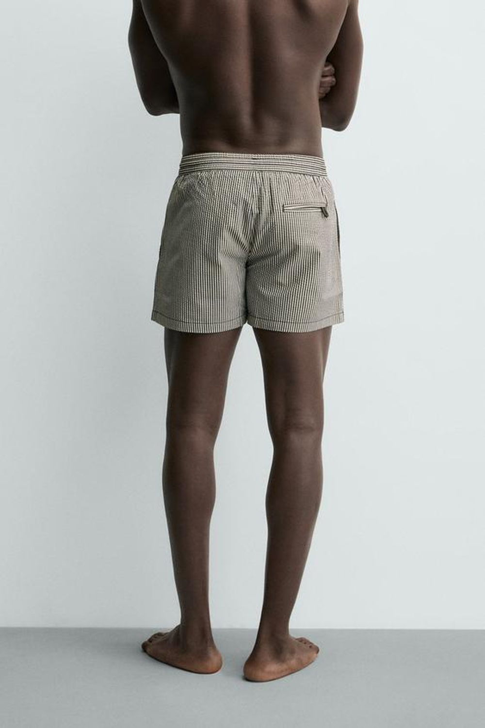 ZARA ПЛАВКИ ИЗ ЖАТОЙ ТКАНИ, ЧЕРНЫЙ