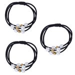 Резинки для волос НАБОР 3 шт., 0,2х14 см, с жемчужинами, чёрные, MONTE VITA, 457053