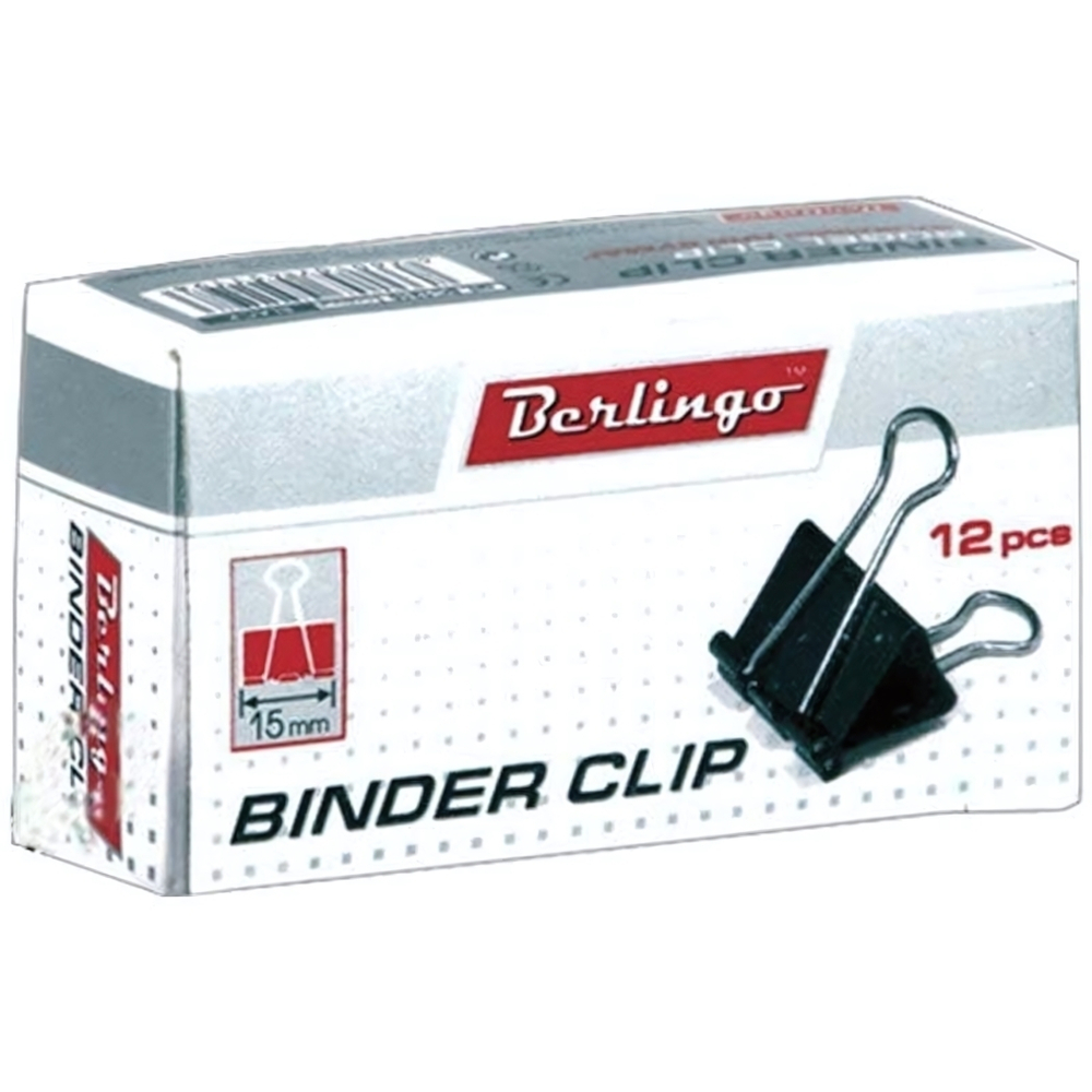 Зажимы д/бумаг 15мм, 12шт. (Berlingo)