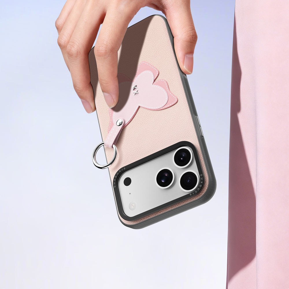 Чехол светло-розового цвета (Butterfly Edition) для смартфона iPhone 17 Pro, серия Luvy Series (со съемным ремешком) от Dux Ducis