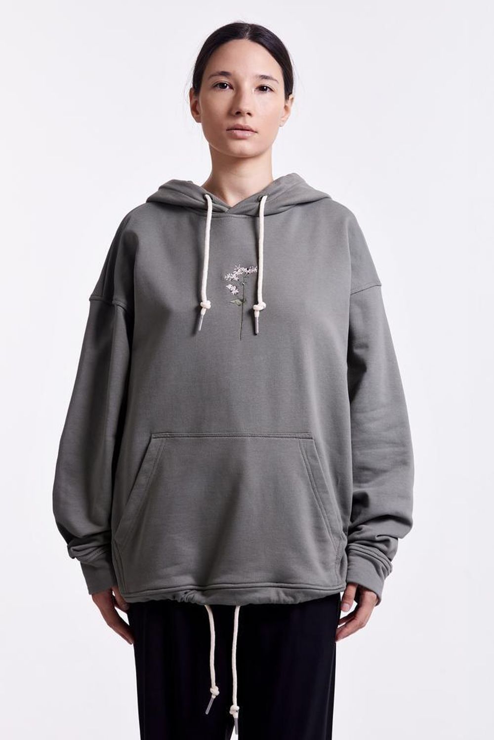 Худи Гербарий Гречиха Light со шнурком в поясе хаки