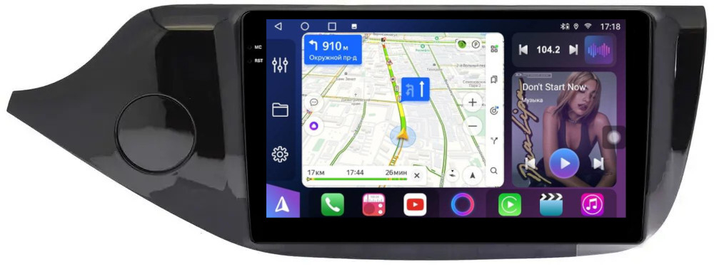 Магнитола для KIA Ceed 2 2012-2018 (рамка глянцевая) - FarCar 216M монитор 9.5" QLED на Android 14, TS18, CarPlay, 4G SIM-слот