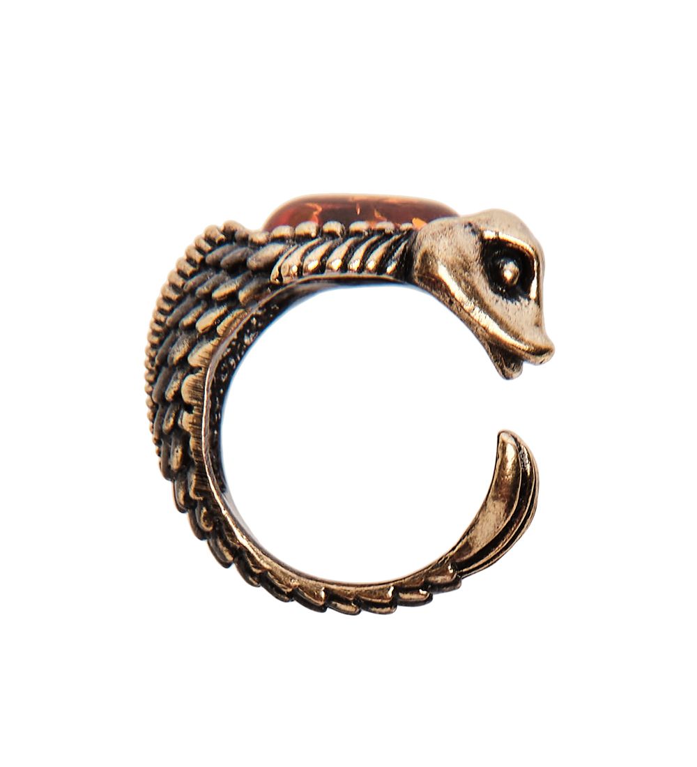 AM-2679 Кольцо «Рыба» (латунь, янтарь)