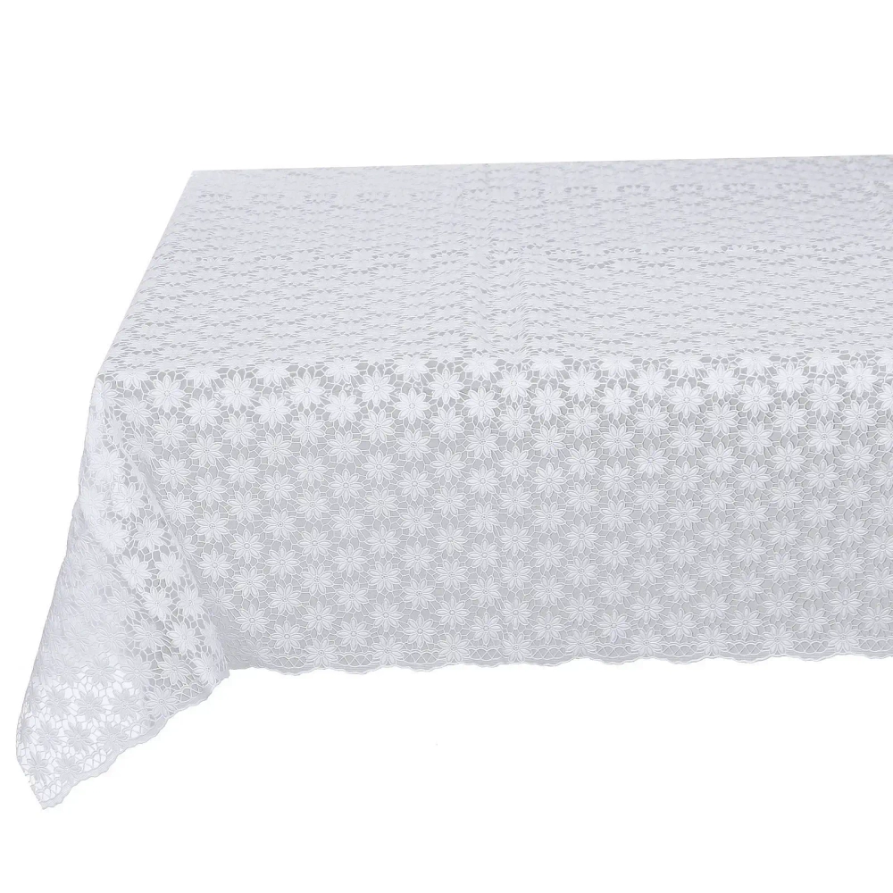 Скатерть 137*180 см «Гармония», цветы, пвх, цвет белый