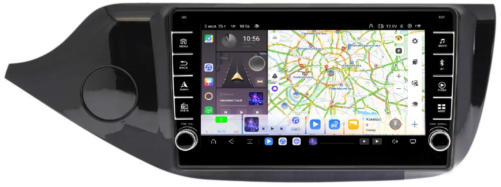 Магнитола для KIA Ceed 2 (JD) 2012-2018 (рамка глянцевая) - Carmedia EW-1781 (кнопки и крутилки) Android 13, TS20, 6+128Гб, CarPlay, 4G SIM-слот