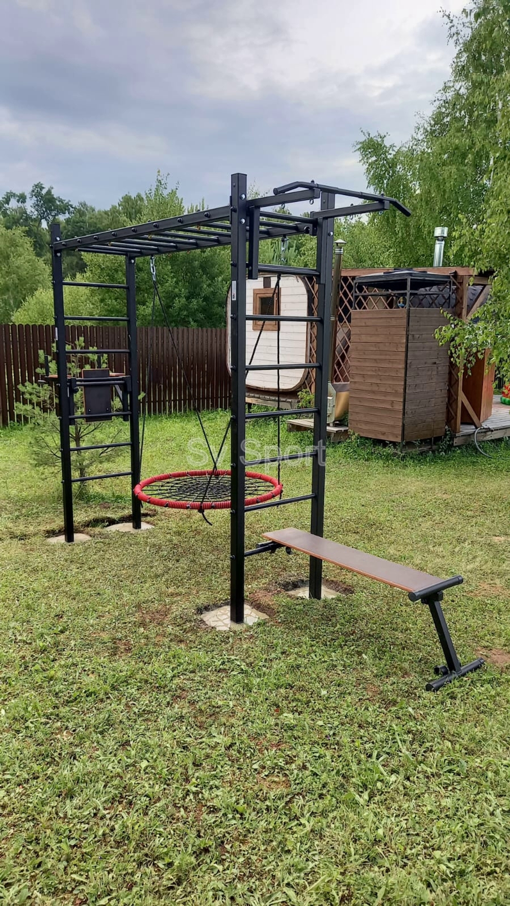 Монтаж уличной шведской стенки Sv Sport Рукоход (4 вертикальных столба)