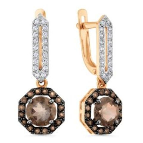 Серьги из золота с раух-топазами