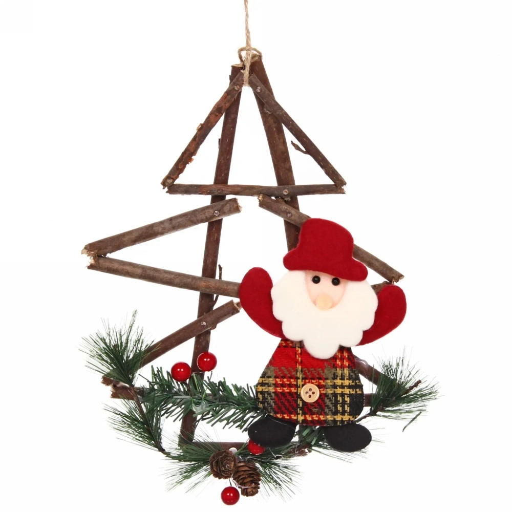 Украшение новогоднее «Дед Мороз с елкой» 25см