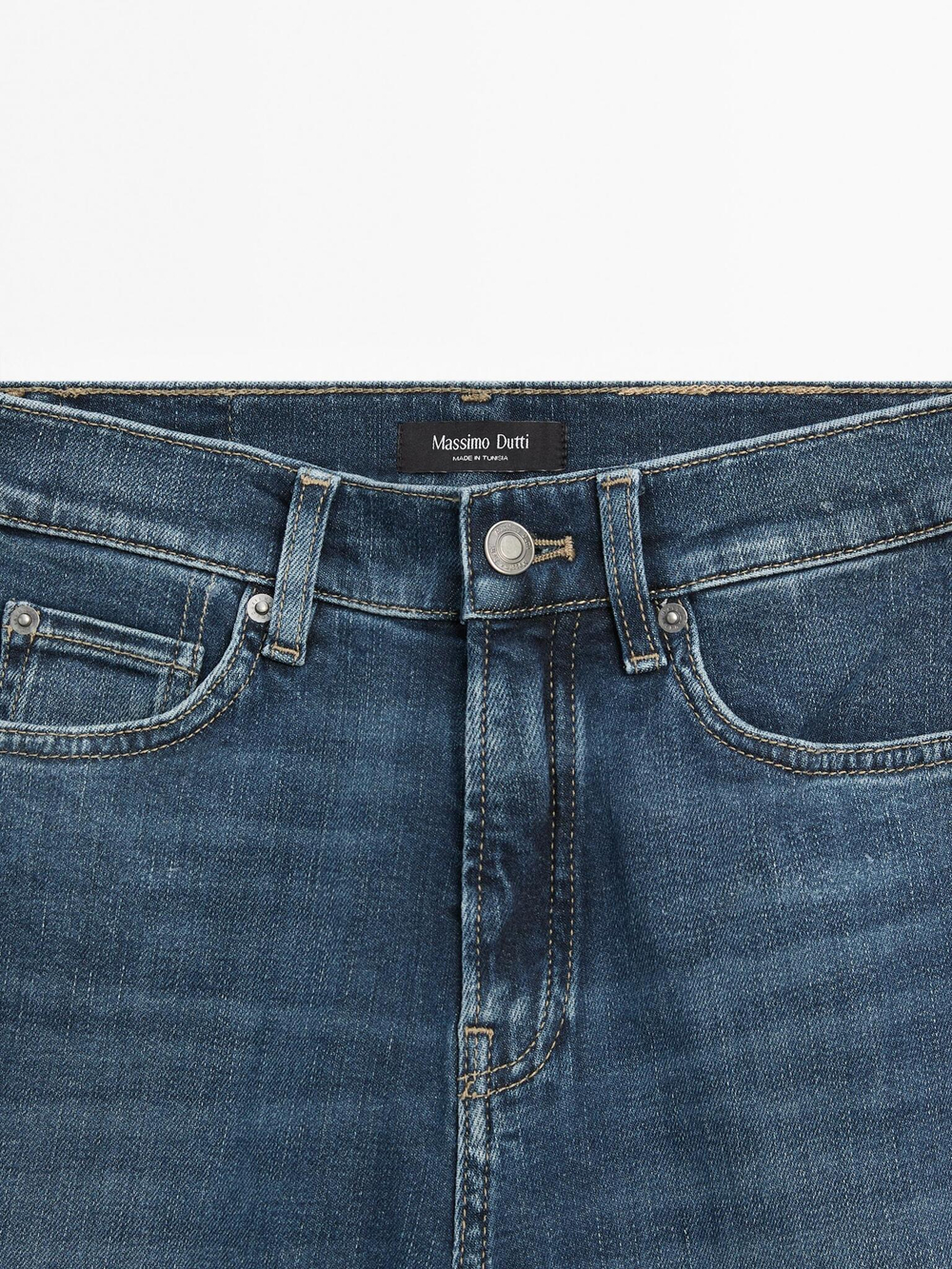 Massimo Dutti Расклешенные джинсы скинни с высокой посадкой, средне-синий